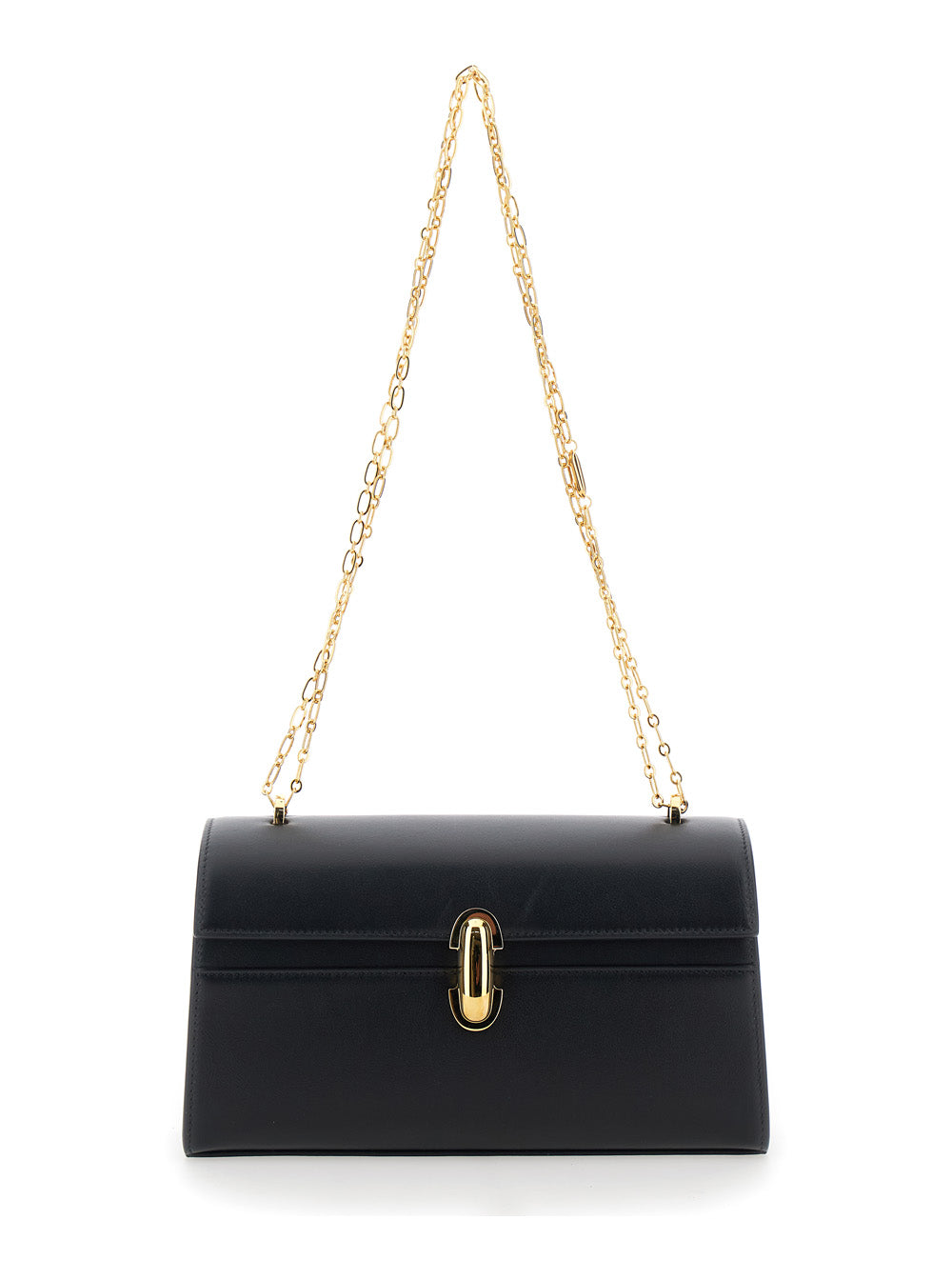 Savette Women Shoulder Bag 'Chain Symmetry' With Smooth Black Leather Chain Detail For Women SAVETTE