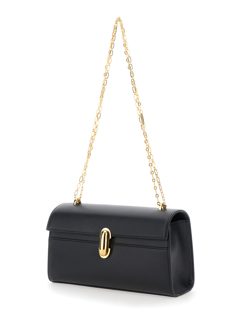 Savette Women Shoulder Bag 'Chain Symmetry' With Smooth Black Leather Chain Detail For Women SAVETTE