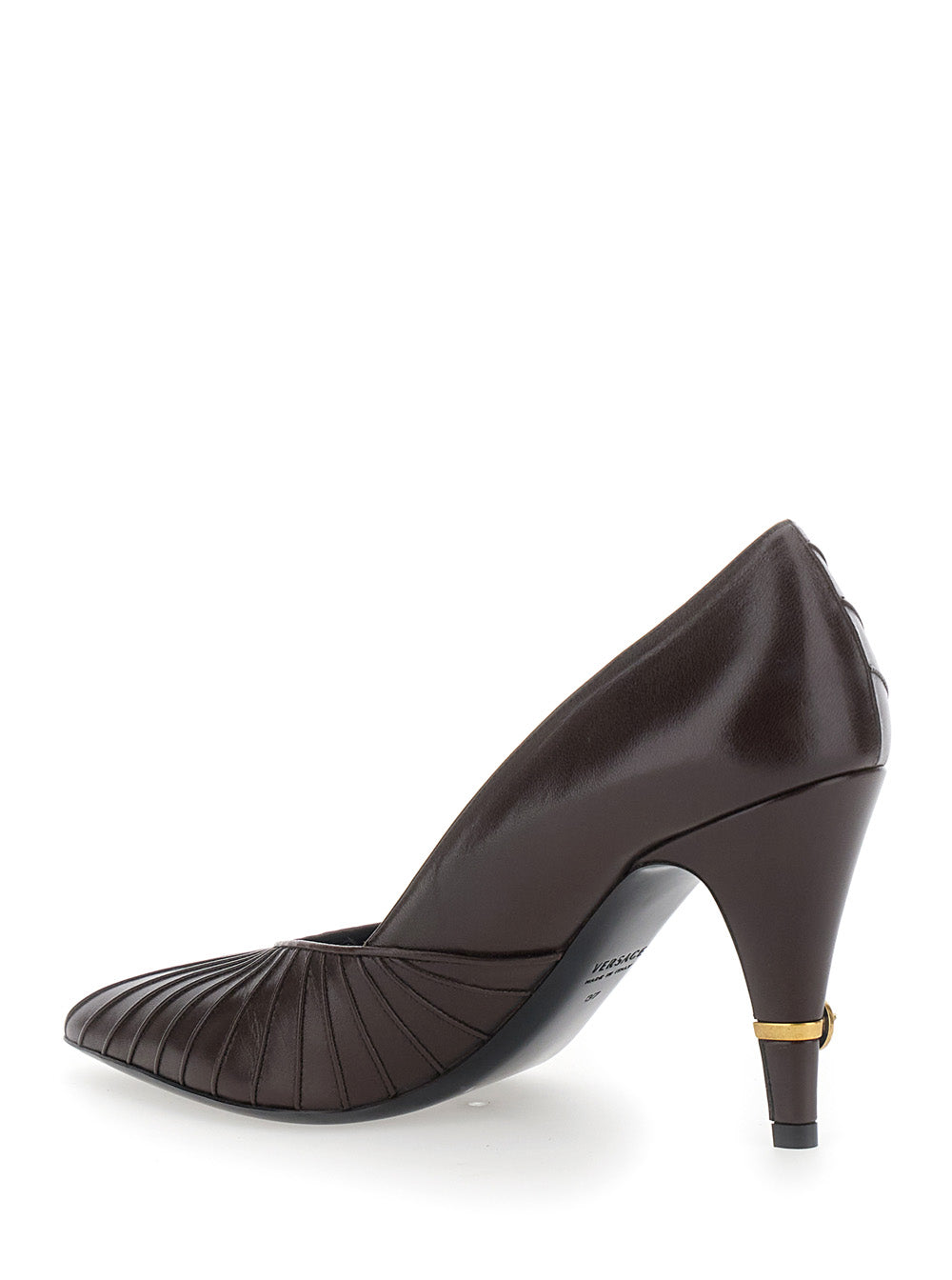Versace Women Gianni Pump Leather Brown Leather Pumps For Women VERSACE