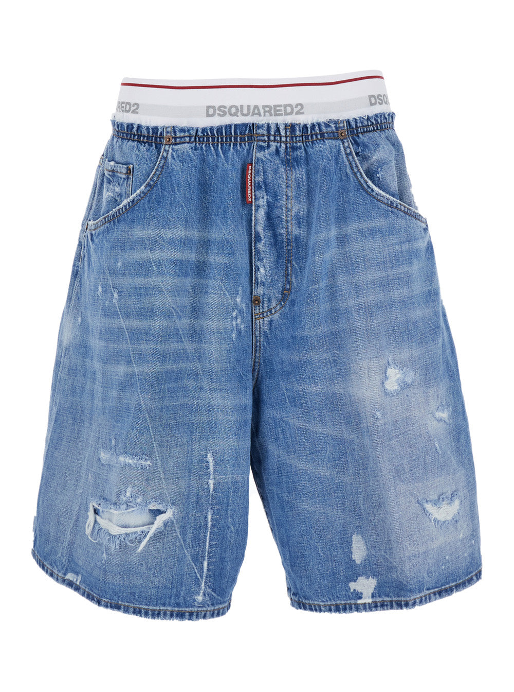 Dsquared2 Men Blue Shorts With Elastic Waist With Logo Lettering And Five-Pocket Design In Denim Men DSQUARED2