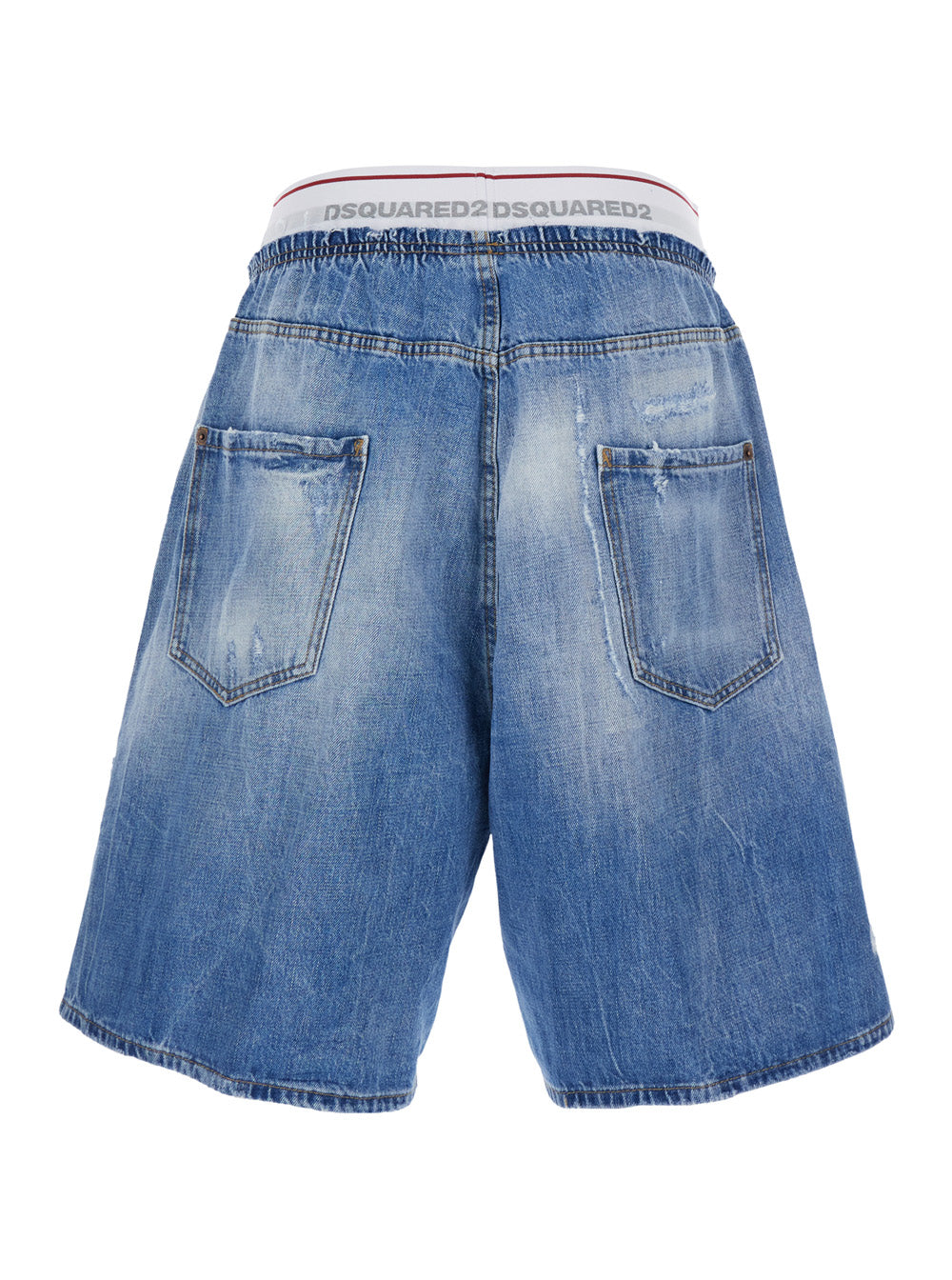 Dsquared2 Men Blue Shorts With Elastic Waist With Logo Lettering And Five-Pocket Design In Denim Men DSQUARED2