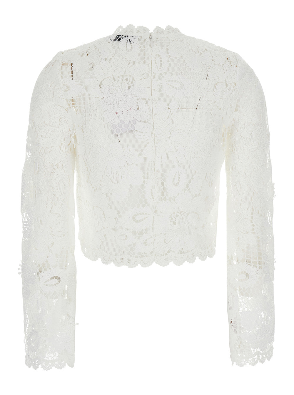 Self-Portrait Women White 'Crochet Lace' Top With Short Sleeves For Women SELF-PORTRAIT