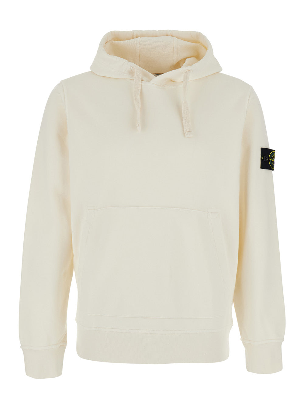 Stone Island Men Hooded Sweatshirt With Fixed Hood And Logo On The Front In White STONE ISLAND