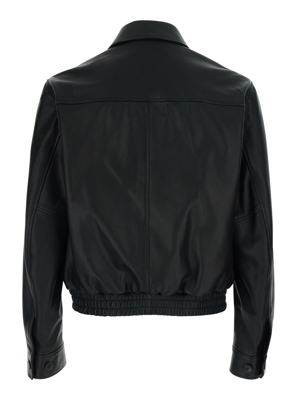 Versace Men Black Jacket - Jacket With Front Closure And High Collar - Leather - Men VERSACE