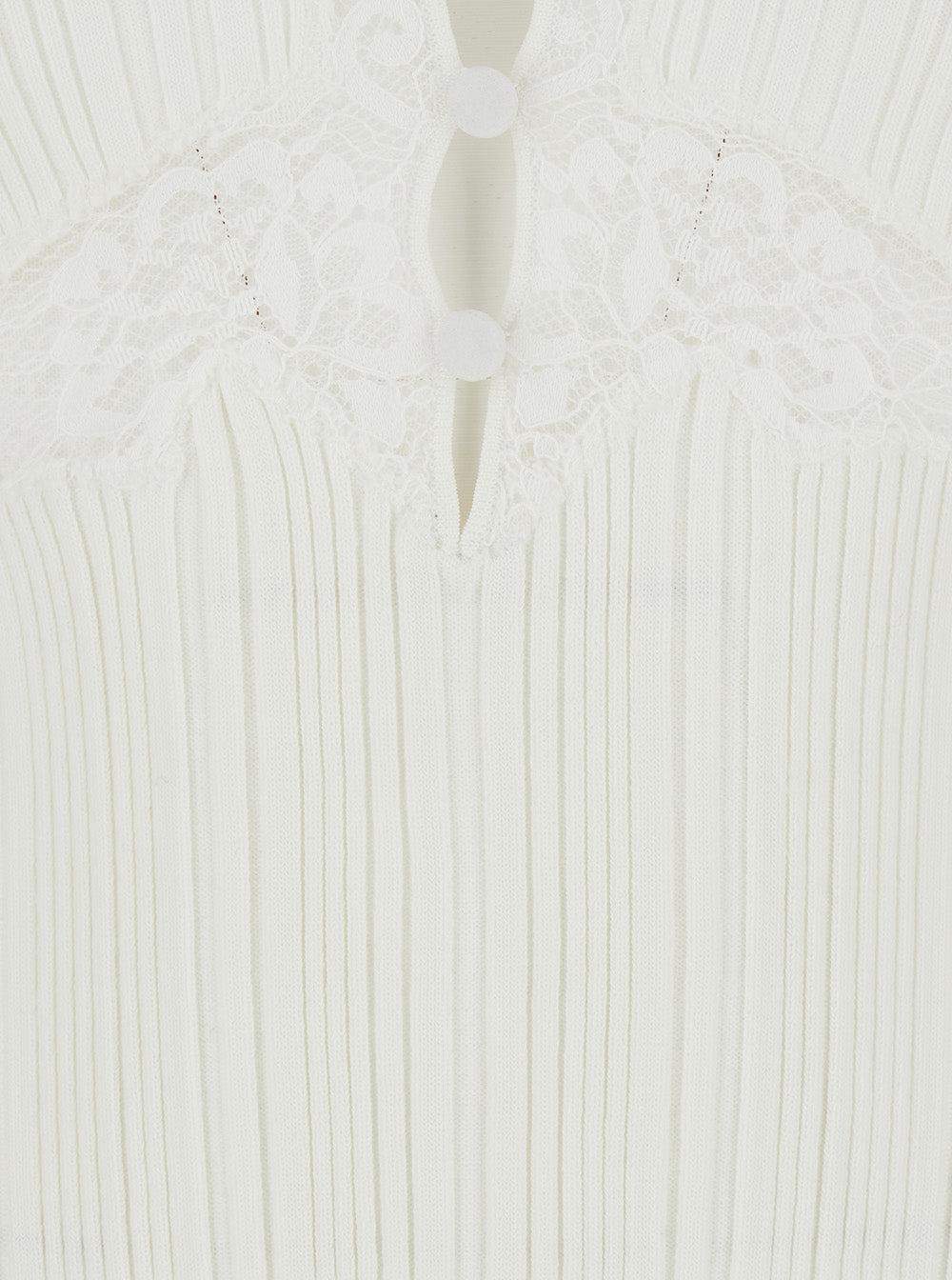 Self-Portrait Women White Lace Trim Knit Top - Dress With White Lace Details - Knitwear - In Fabric - Women SELF-PORTRAIT