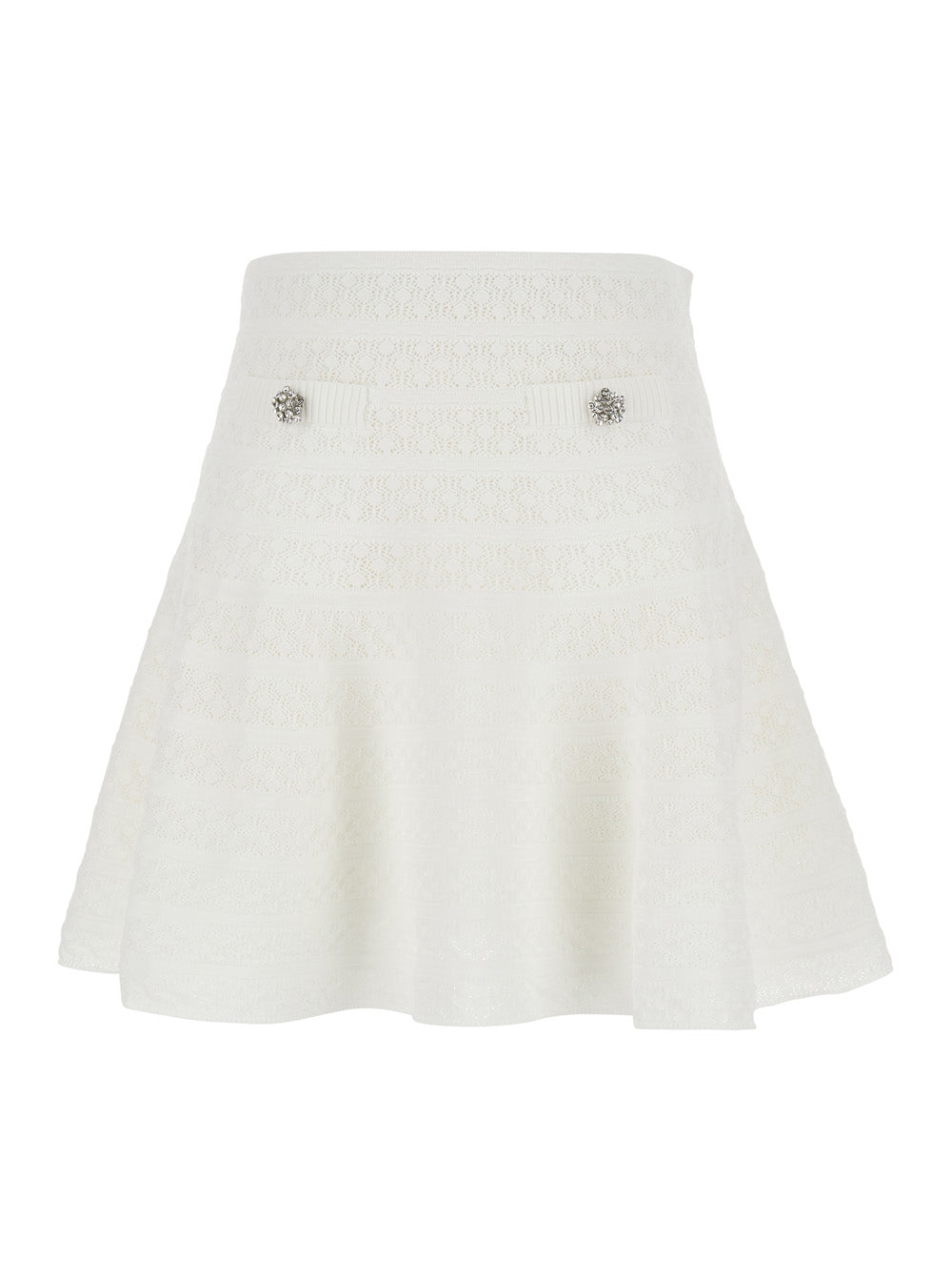 Self-Portrait Women White Pointelle Knit Mini Skirt SELF-PORTRAIT
