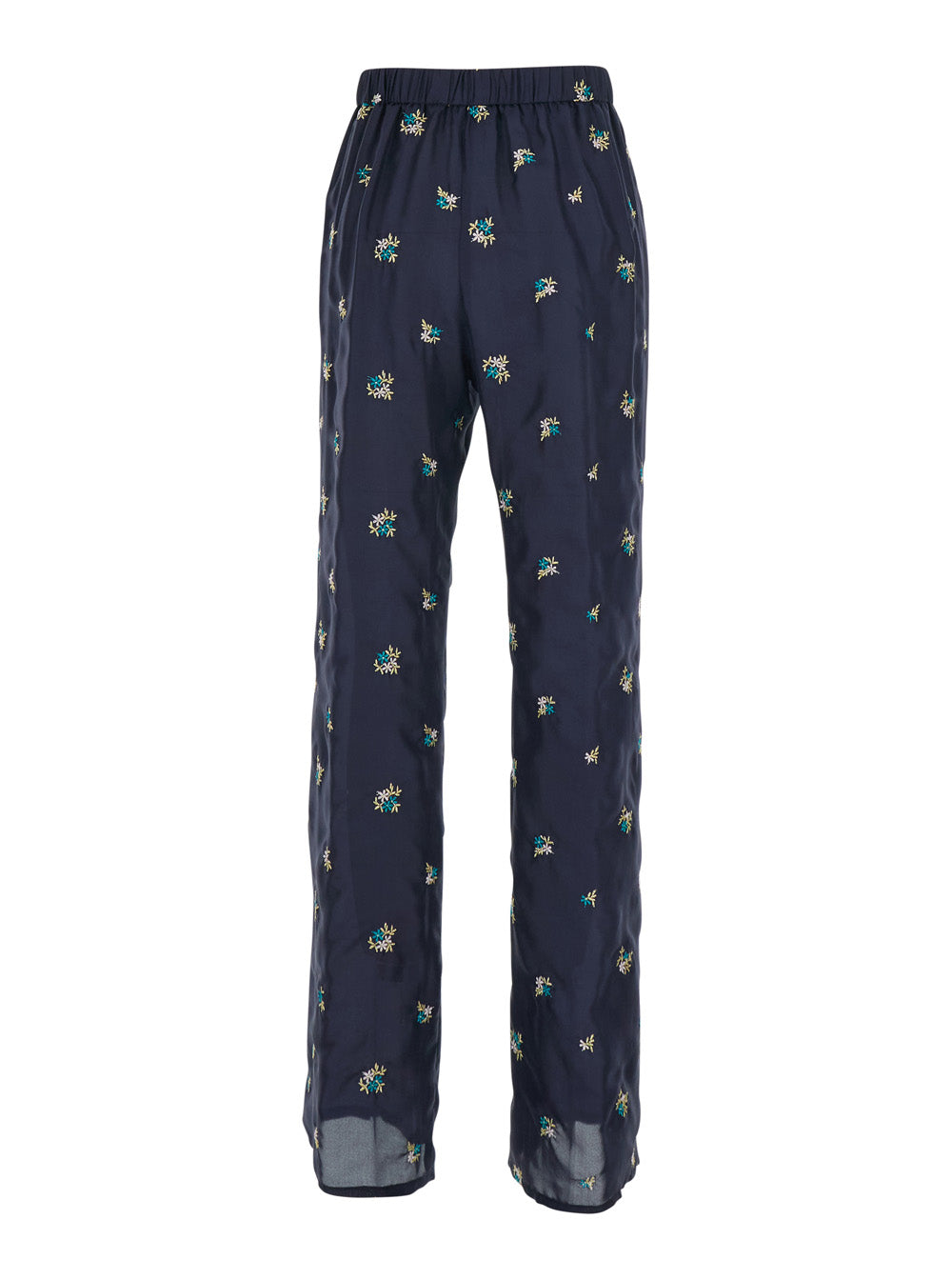Forte_Forte Women Blue Pants With All-Over Floral Embroidery In Silk Women FORTE FORTE
