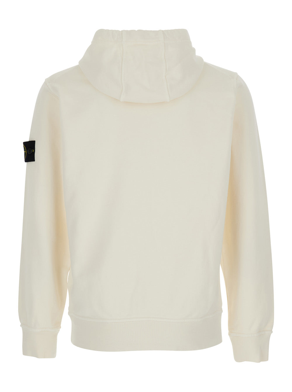 Stone Island Men Hooded Sweatshirt With Fixed Hood And Logo On The Front In White STONE ISLAND