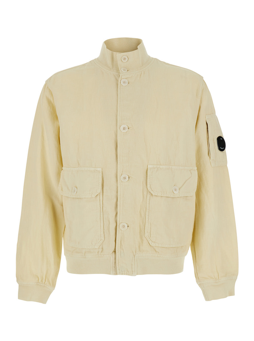 C.P. Company Men Beige 'Lino' Jacket With Front Closure And Side Pockets In Cotton And Linen For Men C.P. COMPANY