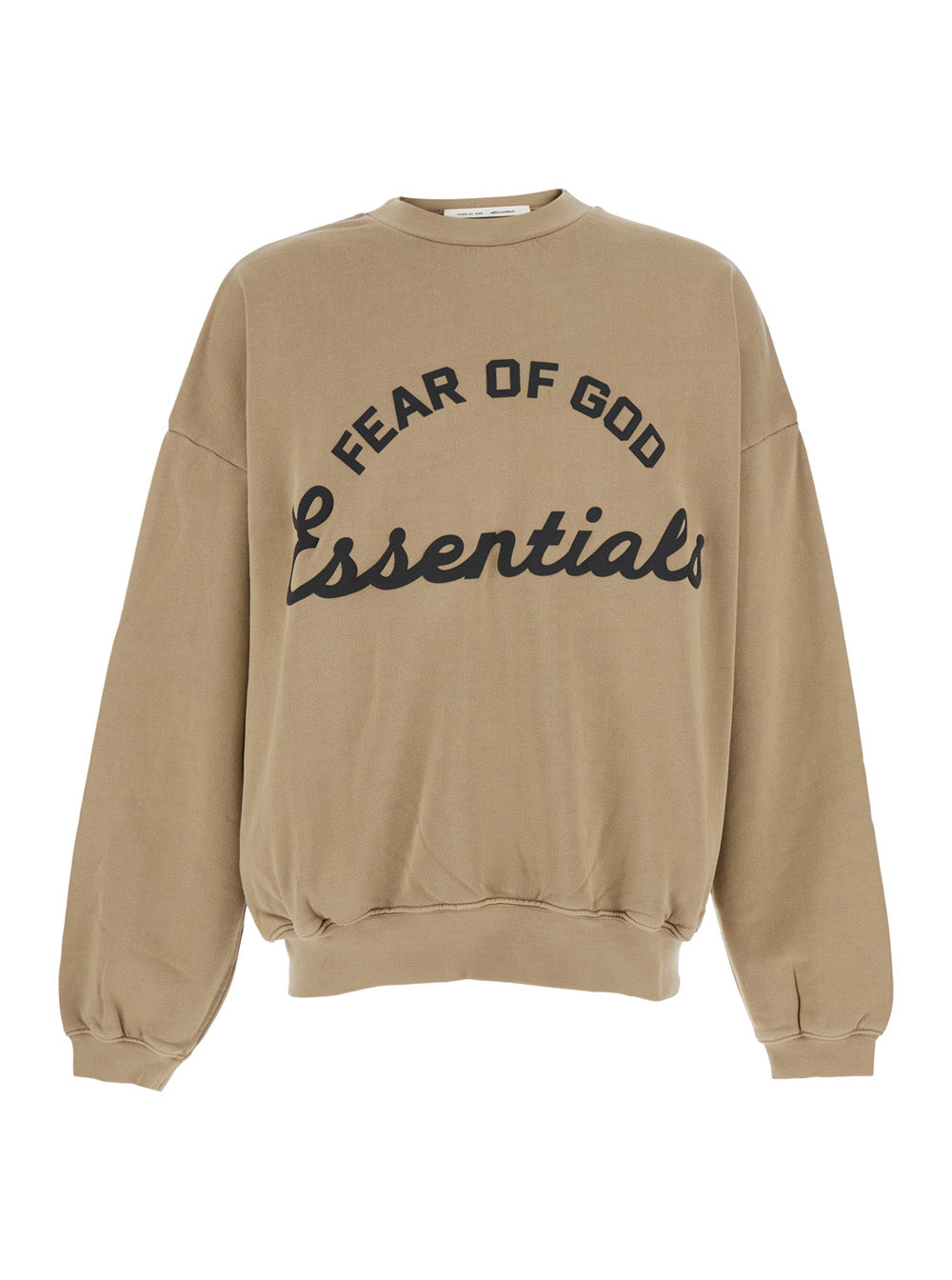 Fear Of God Men Beige Crewneck Sweatshirt With Dropped Shoulders And Maxi Logo Lettering On The Front In Cotton For Men FEAR OF GOD