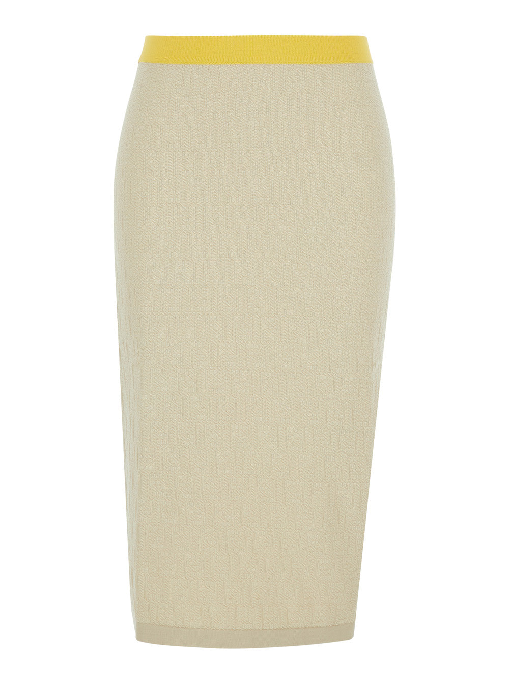 Fendi Women Beige Midi Skirt With Ff Motif In Cotton For Women FENDI