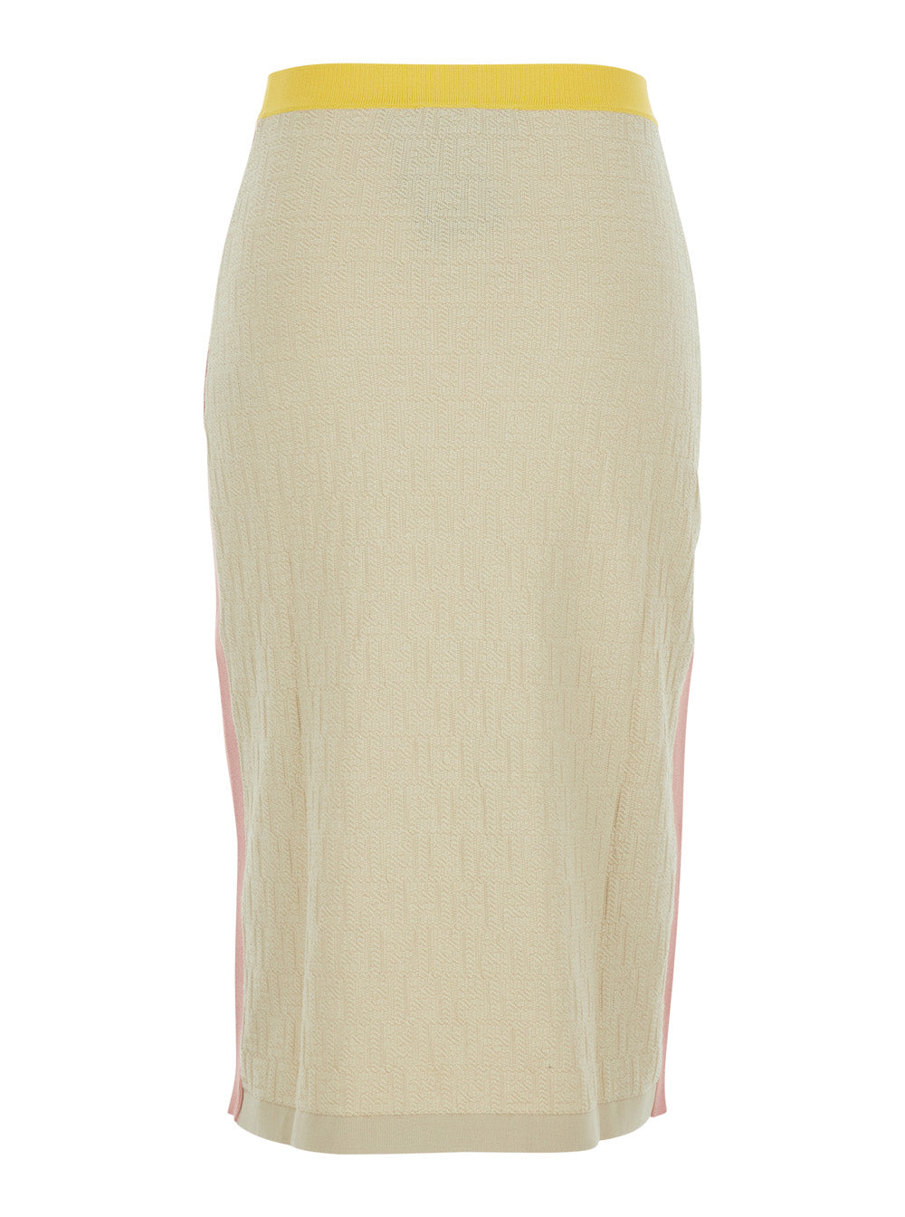 Fendi Women Beige Midi Skirt With Ff Motif In Cotton For Women FENDI