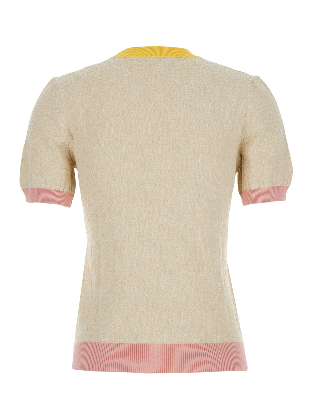 Fendi Women White T-Shirt 'Color Block Ff Short Sleeves Tee' With Fendi Logo In Cotton Women FENDI