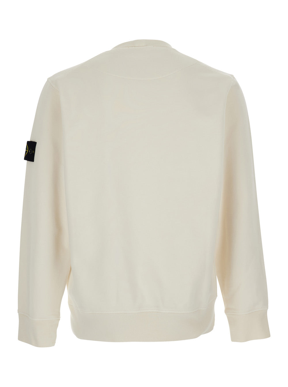 Stone Island Men Hooded Sweatshirt With Fixed Hood And Front Logo In White STONE ISLAND