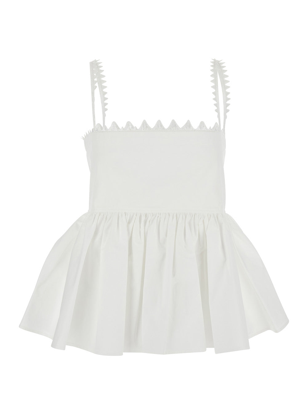 Jacquemus Women Top 'Le Haut Traversin' White With V-Neck And Ruffle Details In Cotton For Women JACQUEMUS