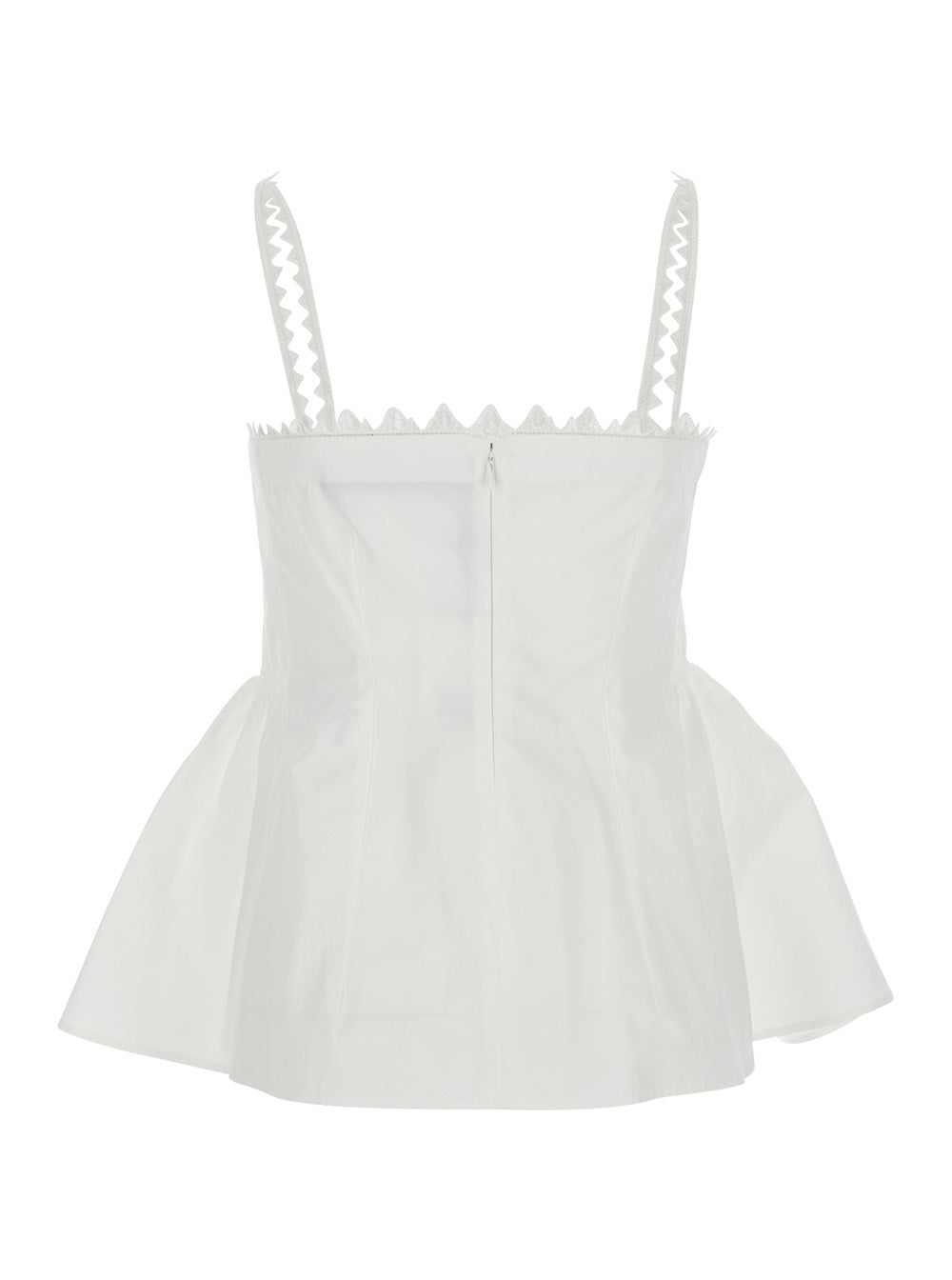 Jacquemus Women Top 'Le Haut Traversin' White With V-Neck And Ruffle Details In Cotton For Women JACQUEMUS