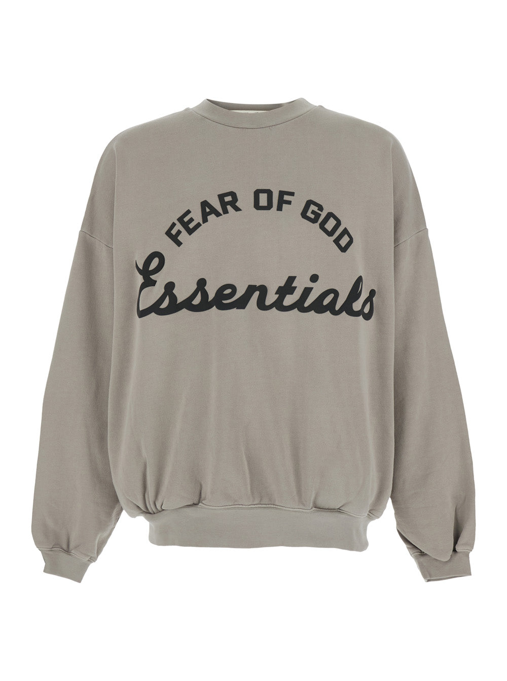 Fear Of God Men Gray Crewneck Sweatshirt With Dropped Shoulders And Maxi Logo Print On The Front In Cotton For Men FEAR OF GOD