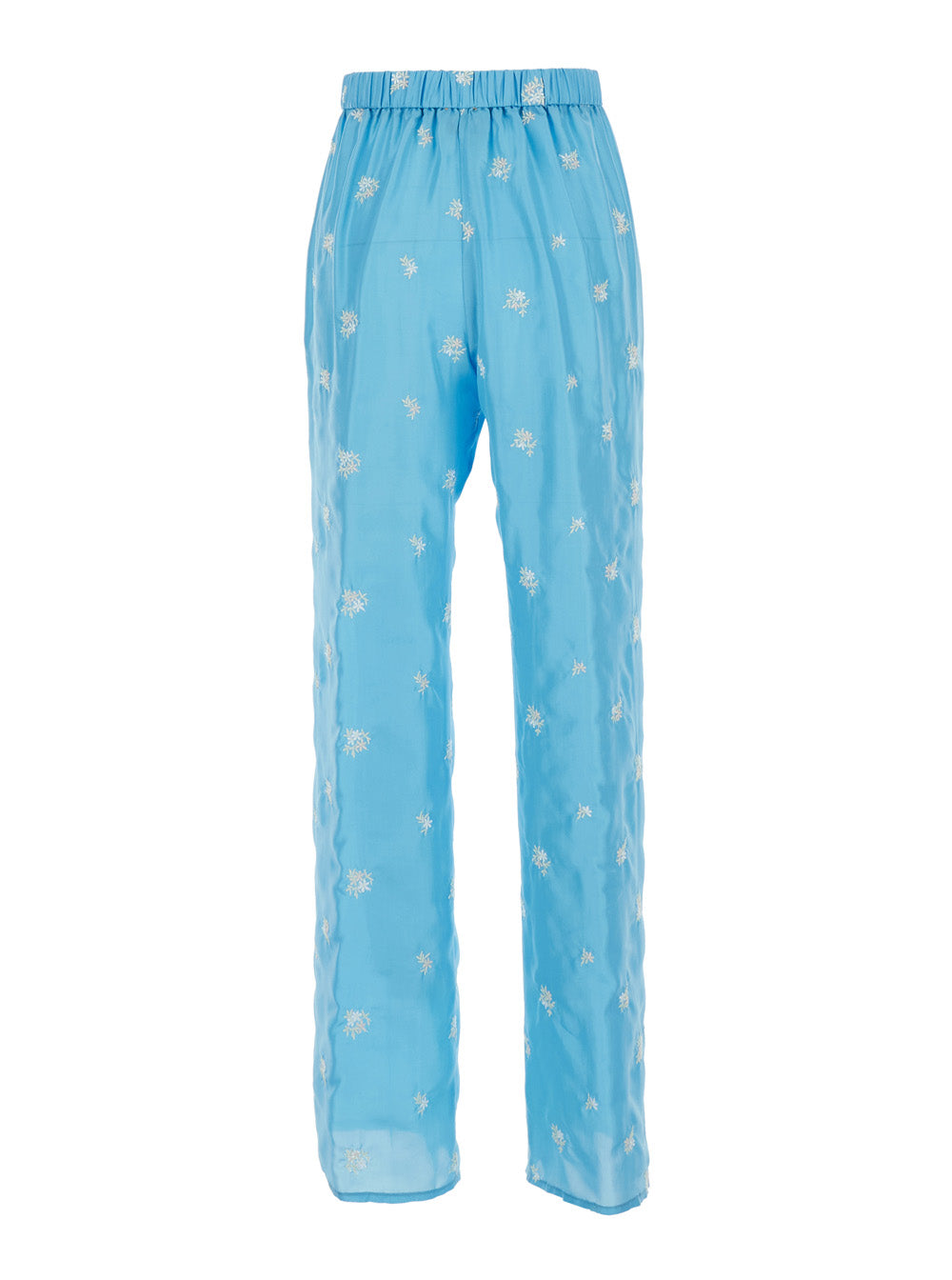 Forte_Forte Women Blue Pants With All-Over Floral Embroidery In Silk Women FORTE FORTE