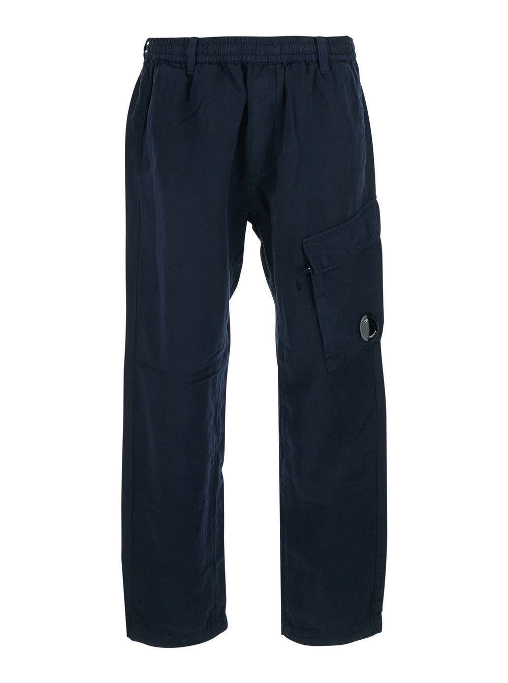 C.P. Company Men Blue Pants With Elasticated Waist And A Cargo Pocket In Cotton And Linen Blend For Men C.P. COMPANY