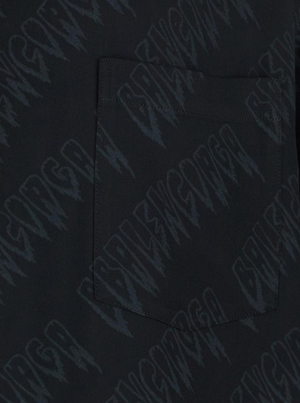 Balenciaga Men Black Shirt 'Creeper' With Classic Collar And All-Over Logo Motif In Viscose For Men BALENCIAGA