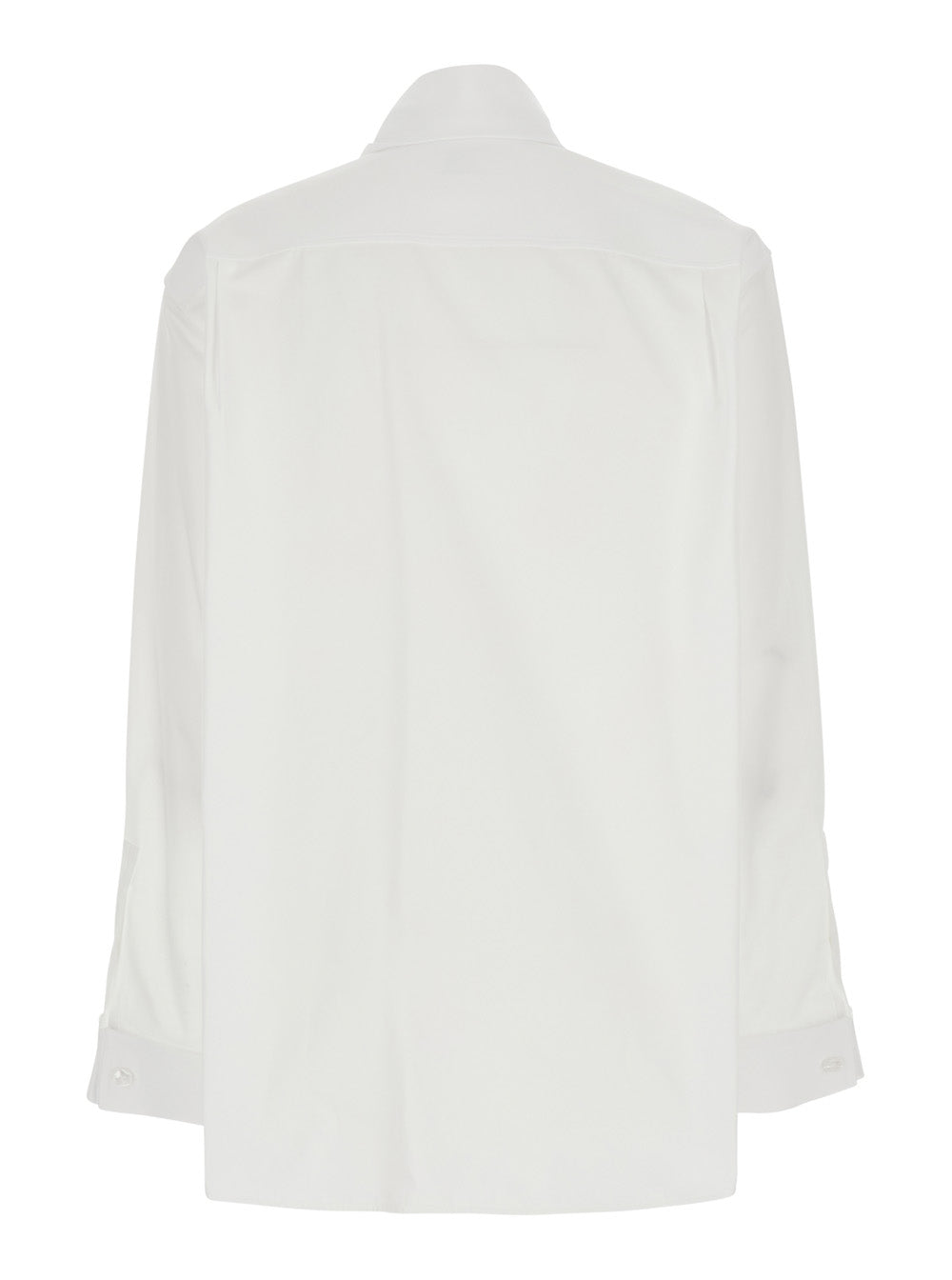 Saint Laurent Women White Long-Sleeved Shirt With Lavallière Collar In Cotton Poplin For Women SAINT LAURENT