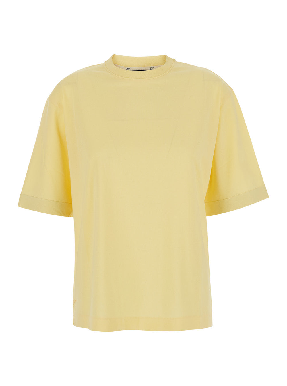 Jacquemus Women 'Le Tshirt Ventadou' Yellow T-Shirt Crew Neck With Gros Grain Logo On The Back In Tech Fabric For Women JACQUEMUS