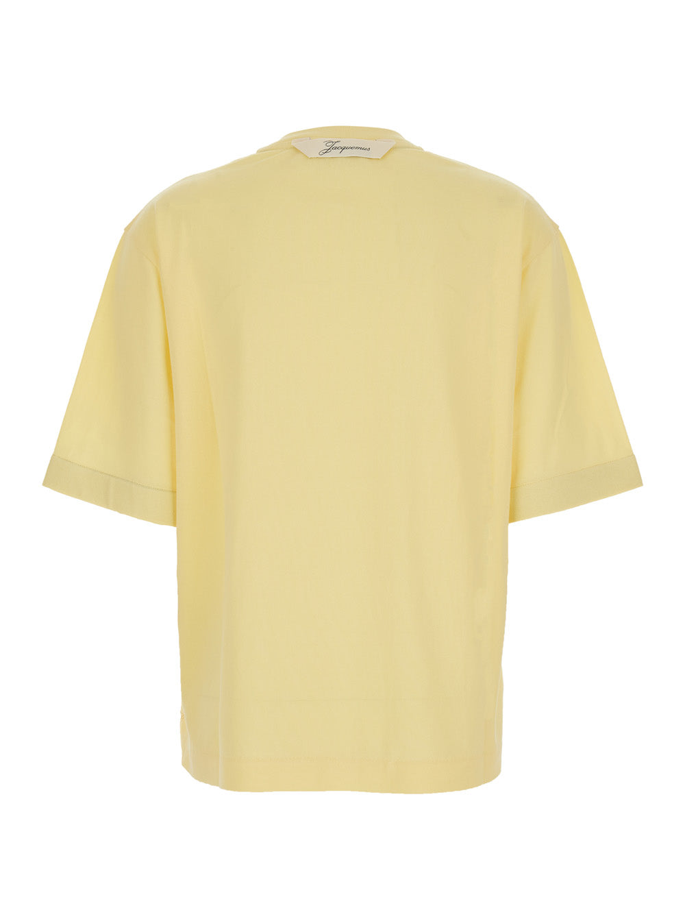Jacquemus Women 'Le Tshirt Ventadou' Yellow T-Shirt Crew Neck With Gros Grain Logo On The Back In Tech Fabric For Women JACQUEMUS