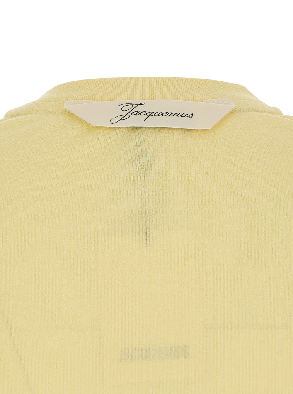 Jacquemus Women 'Le Tshirt Ventadou' Yellow T-Shirt Crew Neck With Gros Grain Logo On The Back In Tech Fabric For Women JACQUEMUS