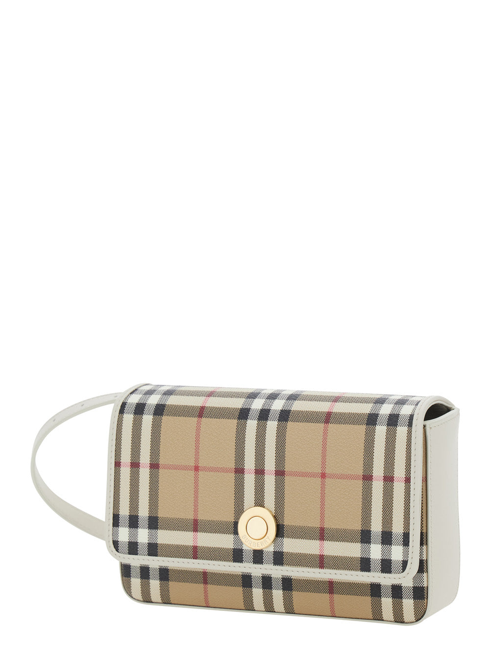 Burberry Women 'Hampshire' Beige Crossbody Bag With Adjustable Strap And Check Motif All-Over In Blend Cotton For Women BURBERRY
