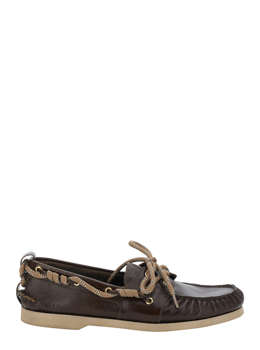 Golden Goose Men Brown Boat Moccasins With Side Laces In Leather Men GOLDEN GOOSE