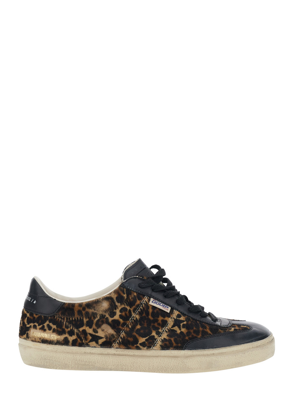 Golden Goose Men 'Soul-Star' Brown Sneaker Low Top With Logo Patch On The Tongue And Leopard Motif In Leather Men GOLDEN GOOSE