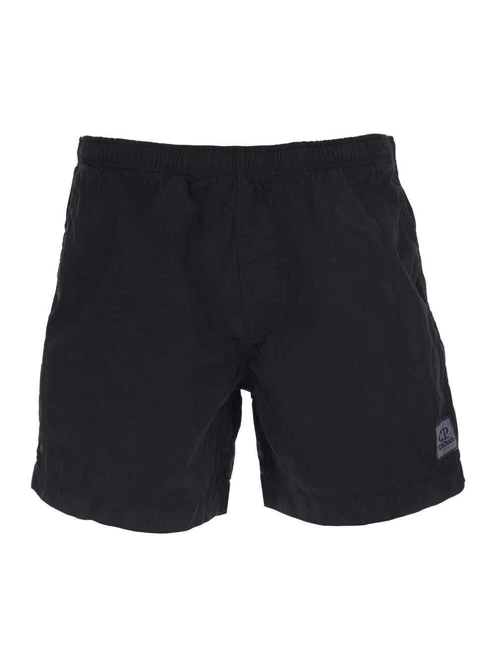 C.P. Company Men Black Swim Shorts With Logo On The Front In Tech Fabric Men C.P. COMPANY