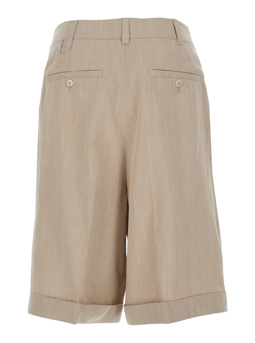 Jacquemus Men 'Le Short Pastro' Beige Shorts With Turn-Up Hem In Linen Blend For Men JACQUEMUS