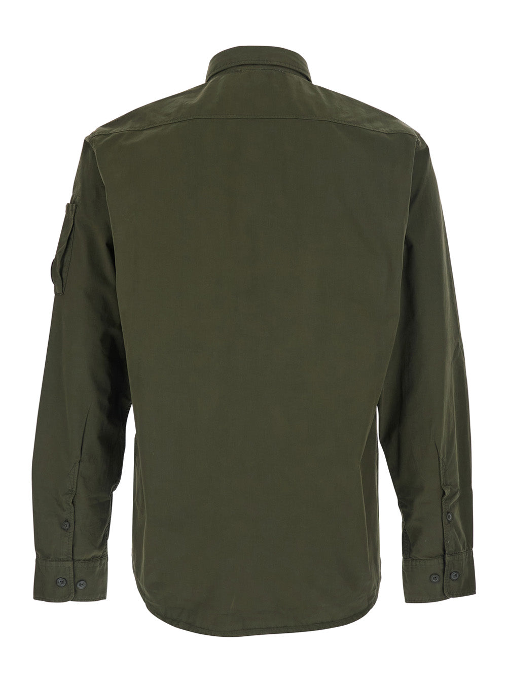 C.P. Company Men Jacket 'Organic Gabardine Long Sleeve Lens Shirt' Green With Long Sleeves And Front Details In Cotton Men C.P. COMPANY
