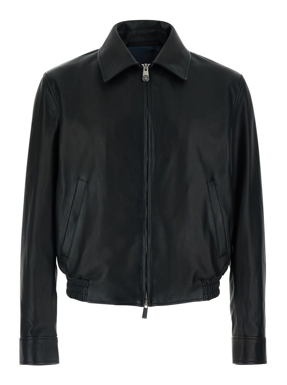 Versace Men Black Jacket - Jacket With Front Closure And High Collar - Leather - Men VERSACE