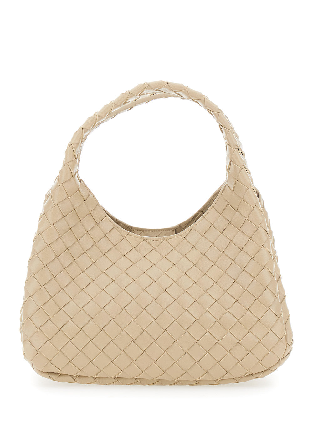 Bottega Veneta Women 'Campana' Beige Small Shoulder Bag With Drawstring Closure And Intreccio Motif In Leather For Women BOTTEGA VENETA