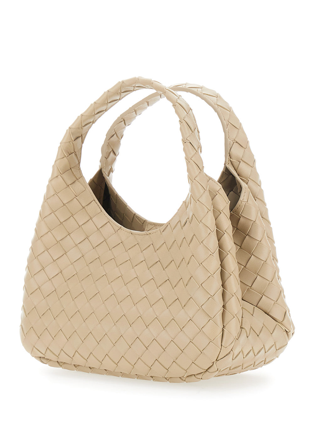 Bottega Veneta Women 'Campana' Beige Small Shoulder Bag With Drawstring Closure And Intreccio Motif In Leather For Women BOTTEGA VENETA