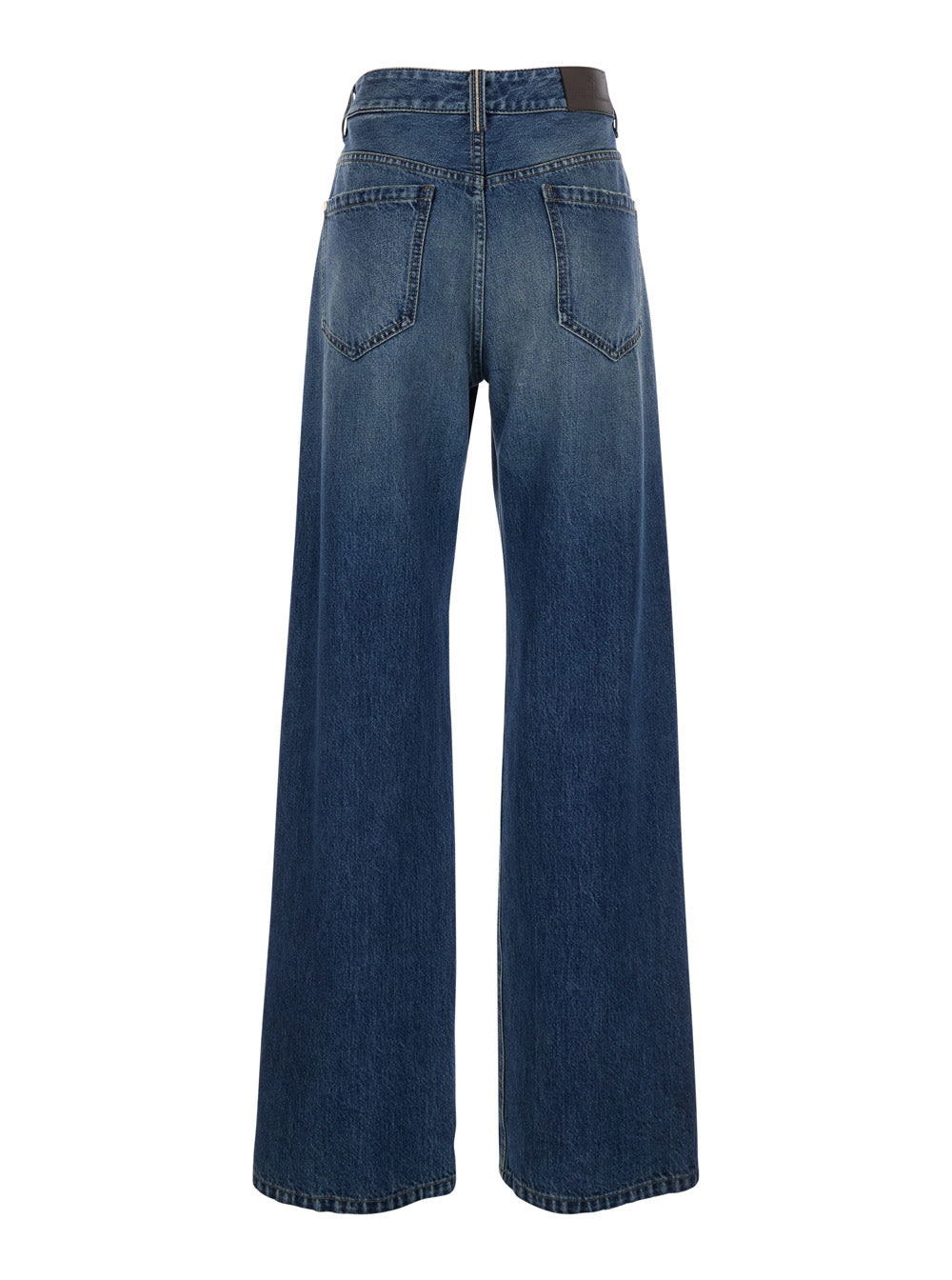 Brunello Cucinelli Women Blue Jeans With Logo Patch On The Rear And Monil Detail On The Loop In Denim Woman BRUNELLO CUCINELLI