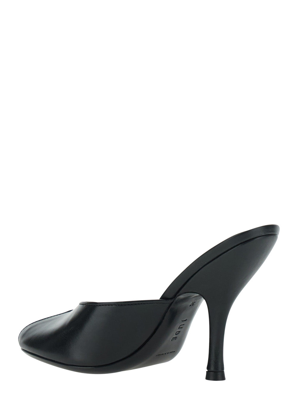 Jude Women 'Date' Black Heeled Sandals With Cut-Out Toe In Leather For Women JUDE
