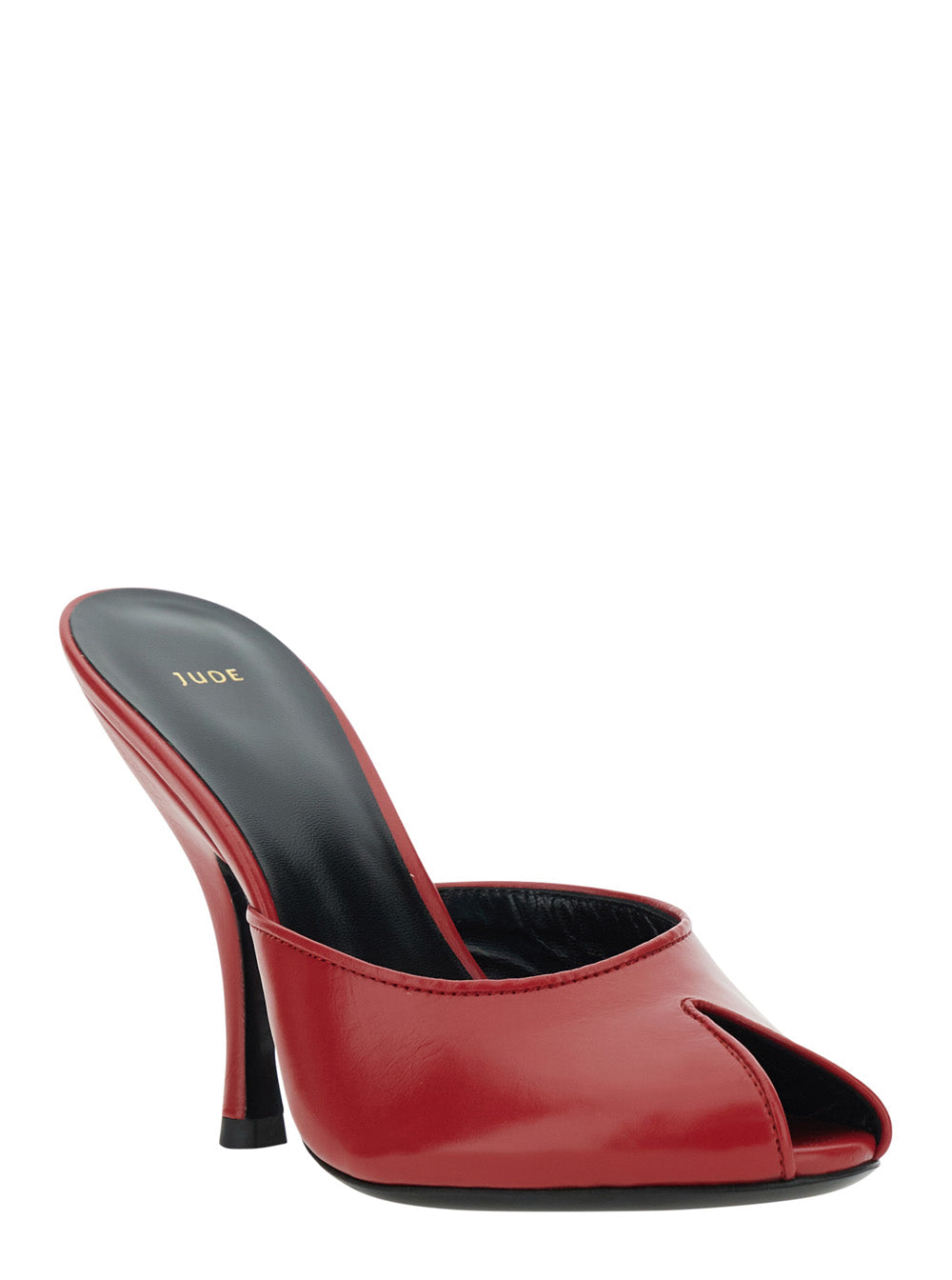 Jude Women 'Date' Red Heel Sandals With Cut-Out Toe In Leather Women JUDE