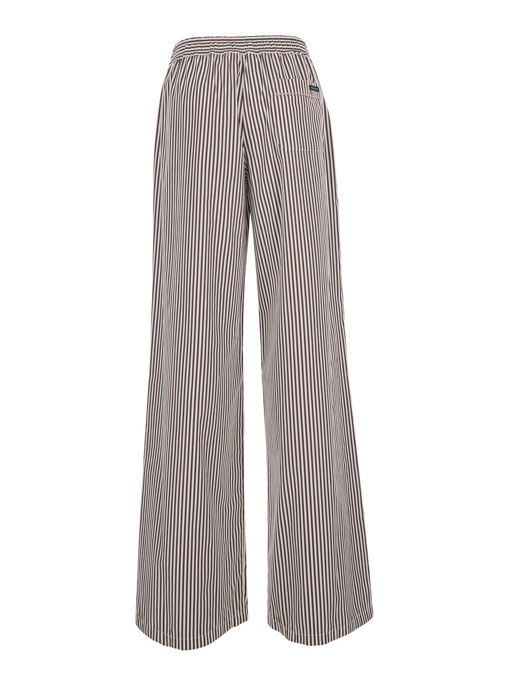 Dolce & Gabbana Women Brown Pants With Elasticated Waist And Drawstring And All-Over Striped Motif In Cotton For Women DOLCE & GABBANA