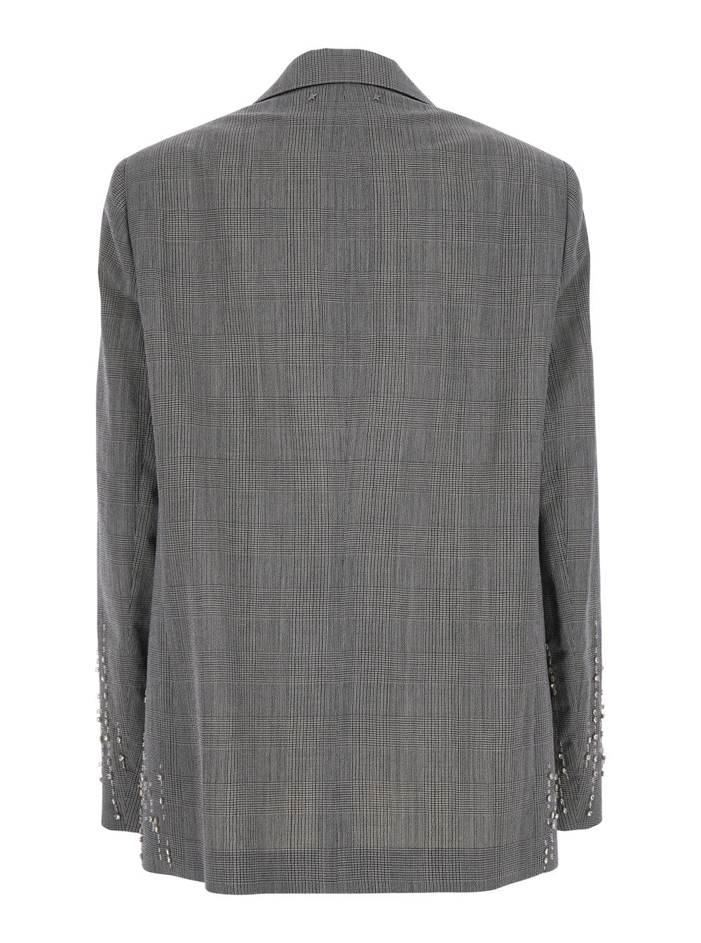 Golden Goose Women Grey Single-Breasted Jacket With Notched Revers And Check Motif All-Over In Virgin Wool For Women GOLDEN GOOSE