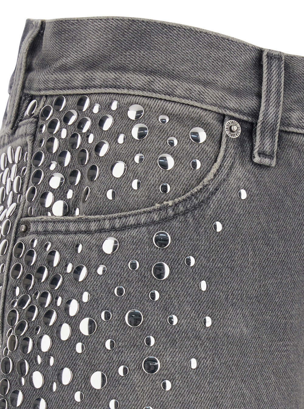Golden Goose Women Grey Jeans With Studs And Logo Patch On The Back In Denim For Women GOLDEN GOOSE