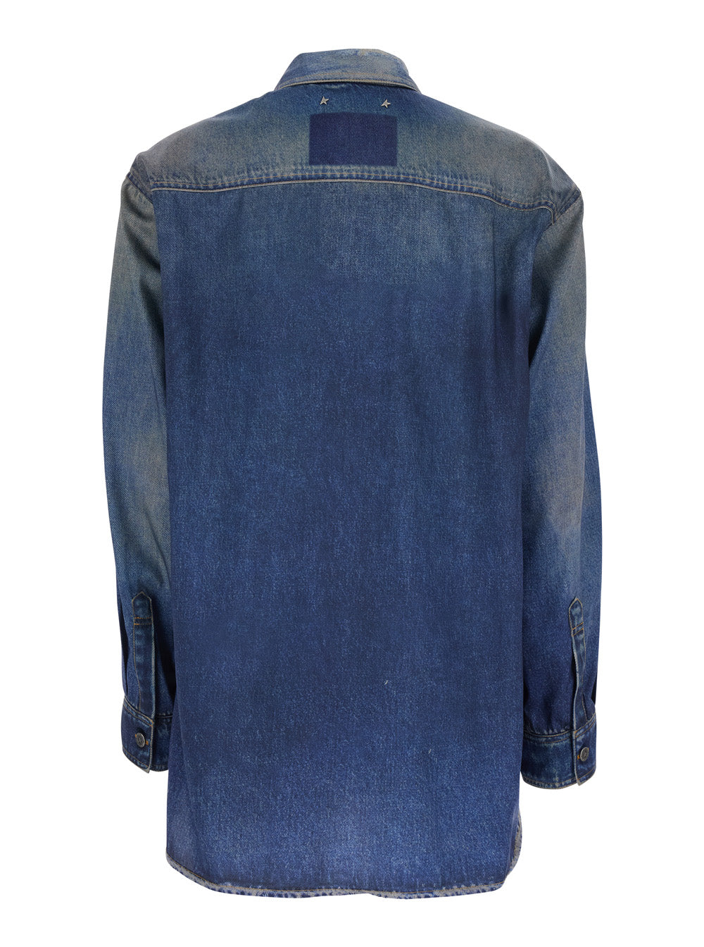 Golden Goose Women Blue Long-Sleeved Shirt With Classic Collar And Vintage Effect In Denim For Women GOLDEN GOOSE