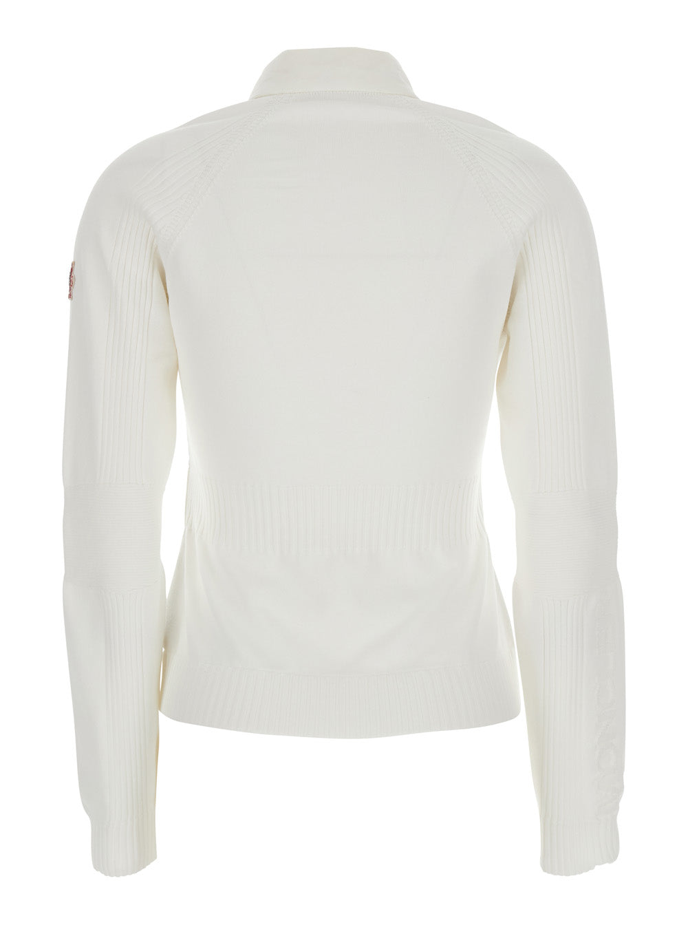 Moncler Grenoble Women White Cardigan With Stand-Up Collar And Logo On The Sleeve In Tech Fabric Woman MONCLER GRENOBLE