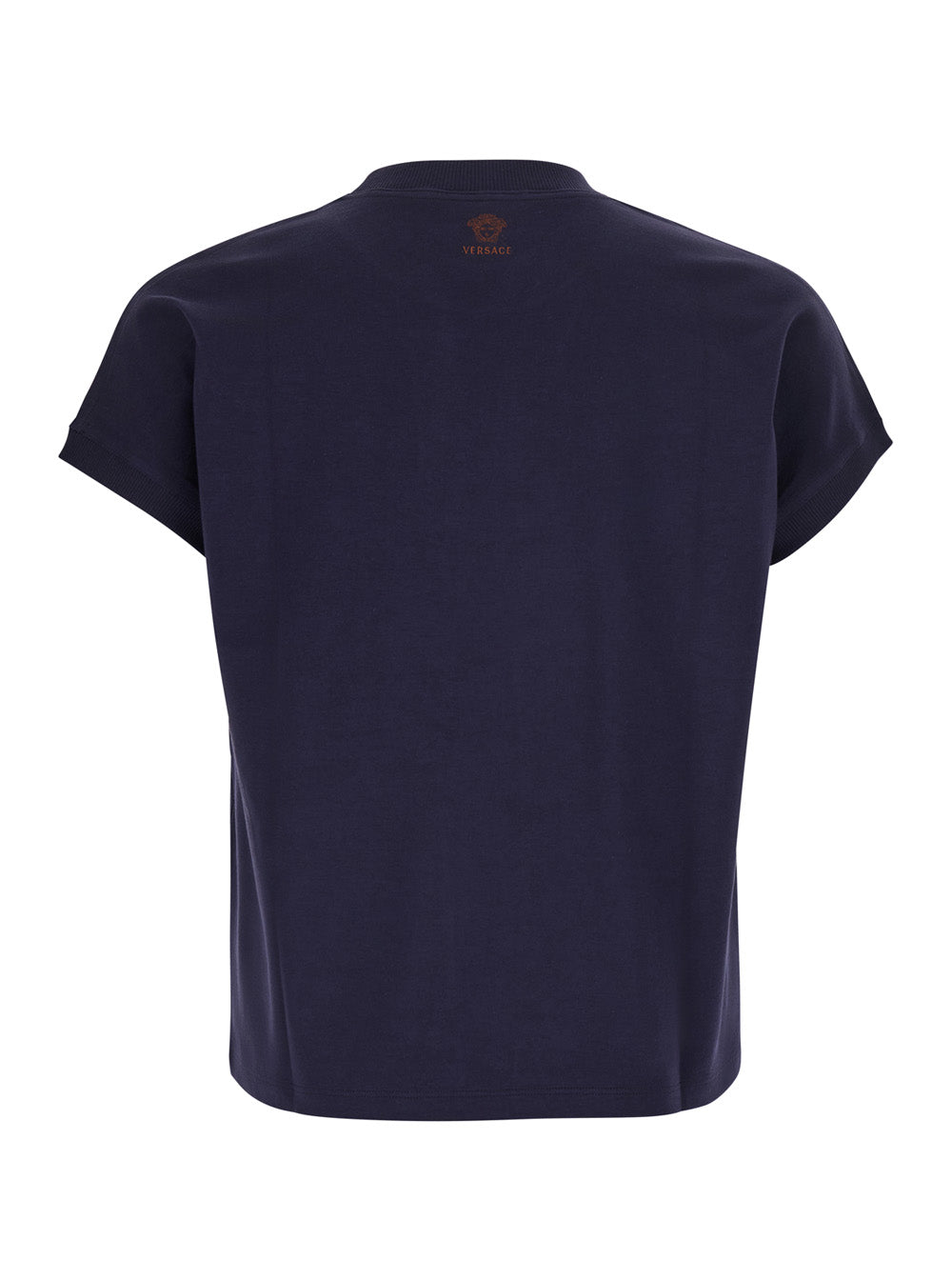 Versace Men Blue 'Vintage' T-Shirt With Round Neck And Front Logo For Men VERSACE