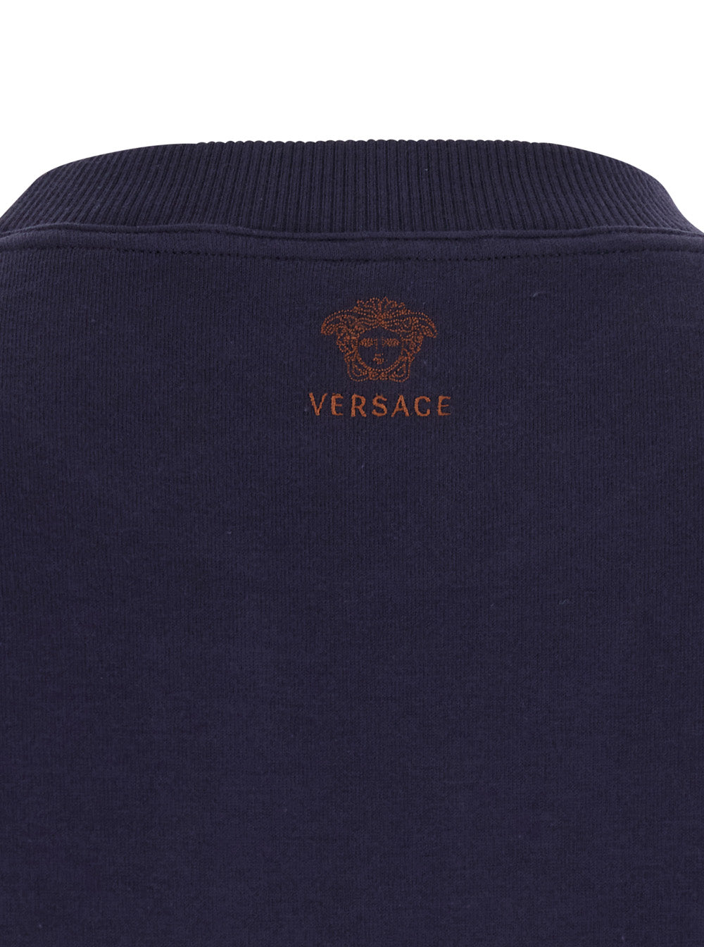 Versace Men Blue 'Vintage' T-Shirt With Round Neck And Front Logo For Men VERSACE