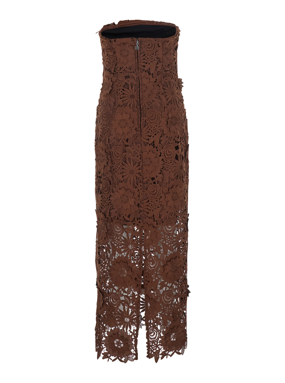 Rotate Women Brown Midi Dress With All-Over Floral Embroidery And Off Shoulder Design In Tech Fabric For Women ROTATE