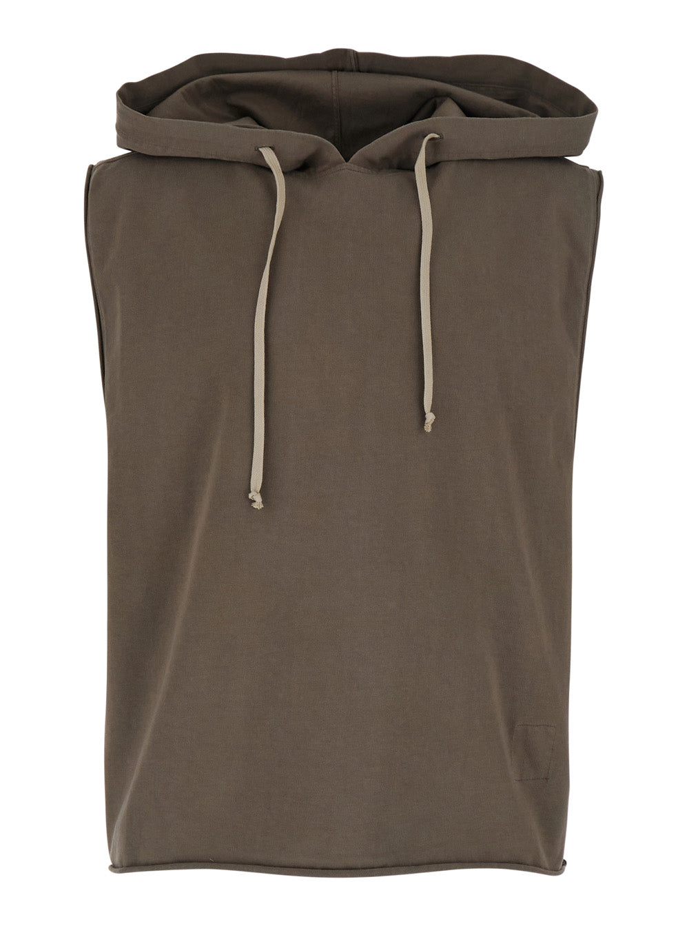 Drkshdw Men Brown Sleeveless Hooded Top With Drawstring In Cotton For Men DRKSHDW