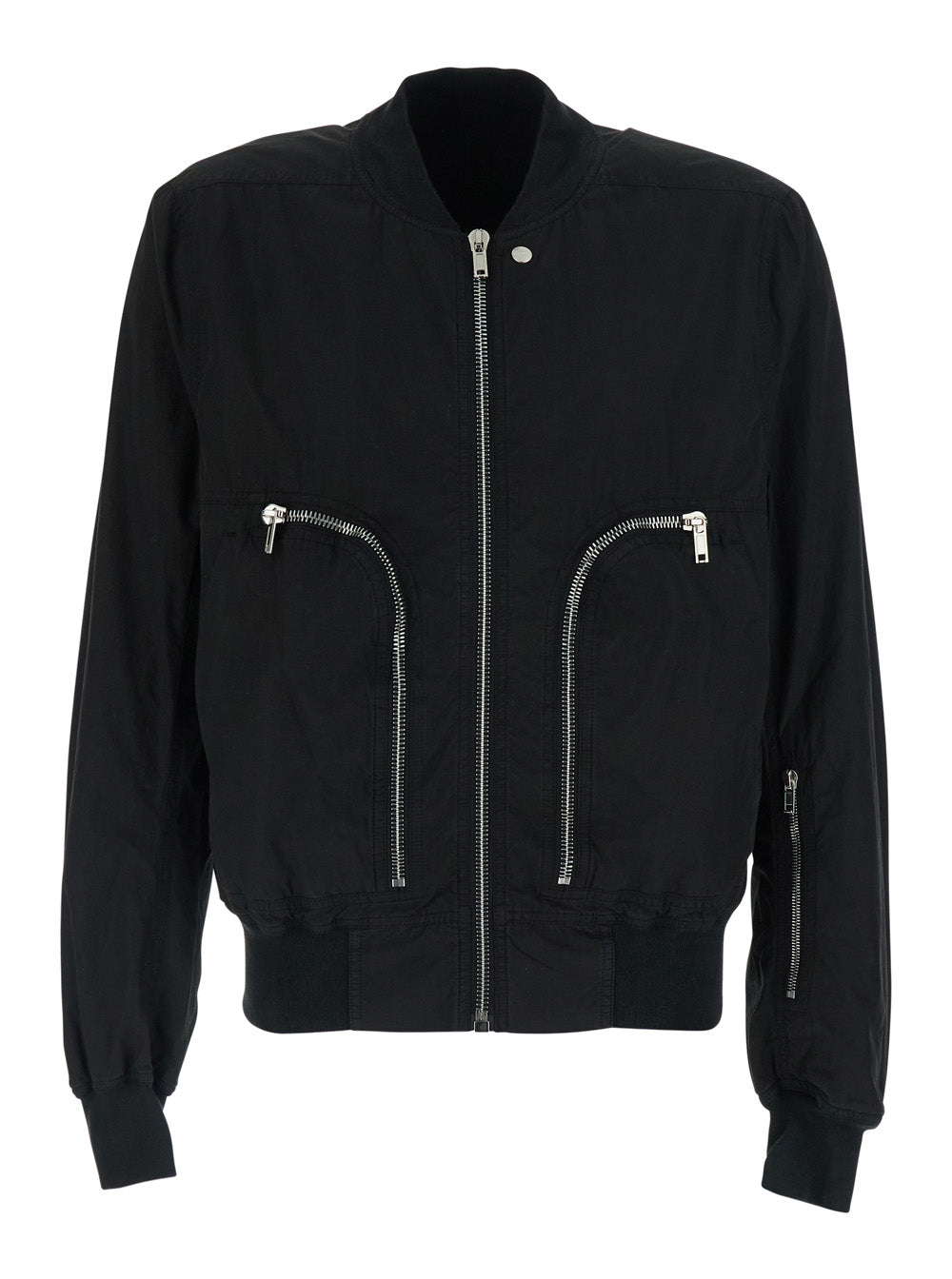 Drkshdw Men Black Bomber Jacket With Bomber Collar And Zip Pockets On The Front In Cotton For Men DRKSHDW